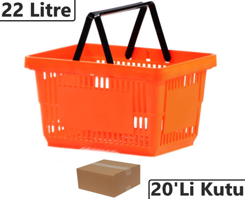 Plastik Market Alışveriş El Sepeti 22 Litre Turuncu 20'li Koli