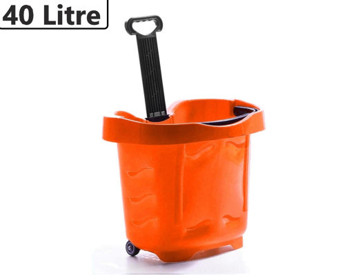 Tekerlekli Plastik Market Alışveriş El Sepeti 40 Litre Turuncu