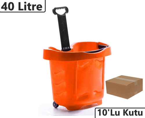 Tekerlekli Plastik Market Alışveriş El Sepeti 40 Litre Turuncu 10'lu Koli