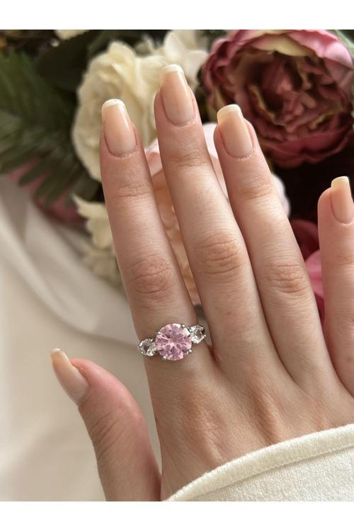 Pembe Zirkon Taş Yüzük