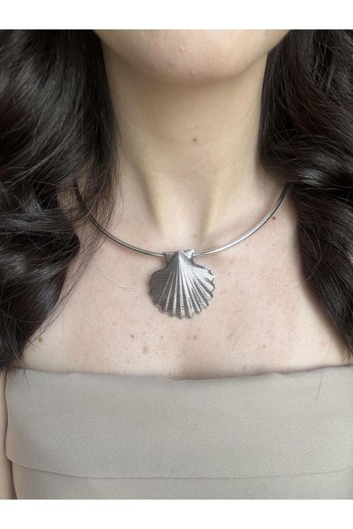 İstiridye Detaylı Choker Kolye