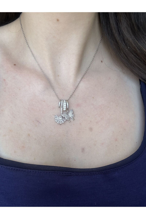 Silver Charmlı Kolye