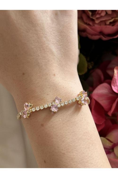 Pembe Kurdela Gold Bileklik