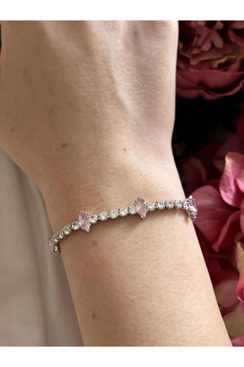 Pembe Zirkon Taş Bileklik