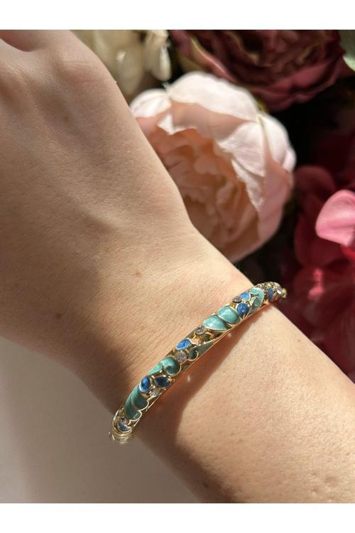 Mavi Mineli Kelepçe Bileklik