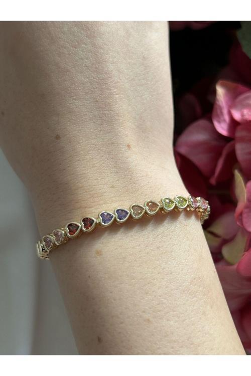 Çiftli Renk Kalp Dizisi Bileklik