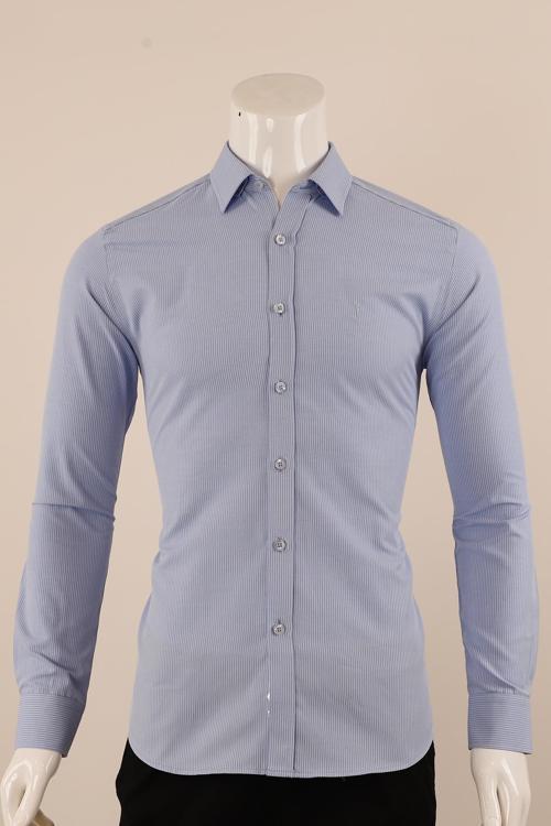 Uzun Kol Slim Fit Çizgili Gömlek