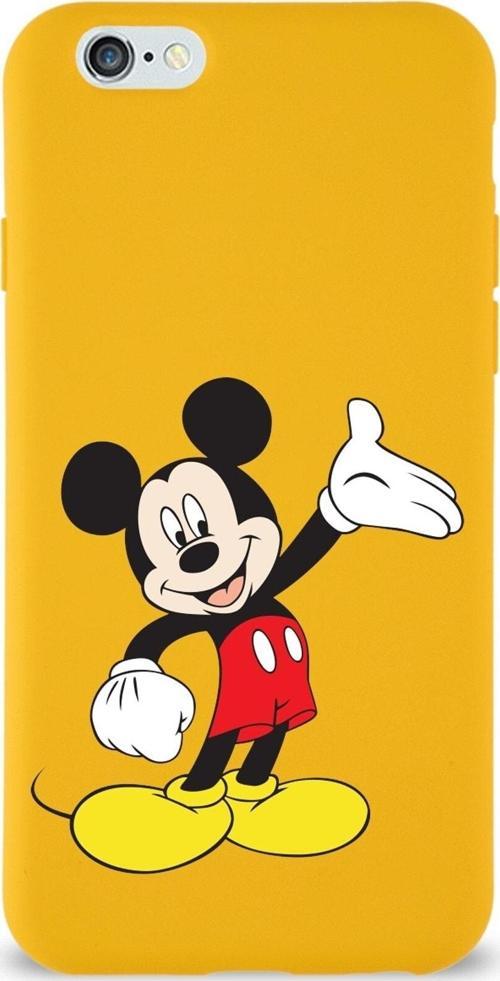Iphone 6S Plus Lansman Kılıf Mickey Mouse Tasarımlı Altı Kapalı Içi Kadife Kaplı Kapak