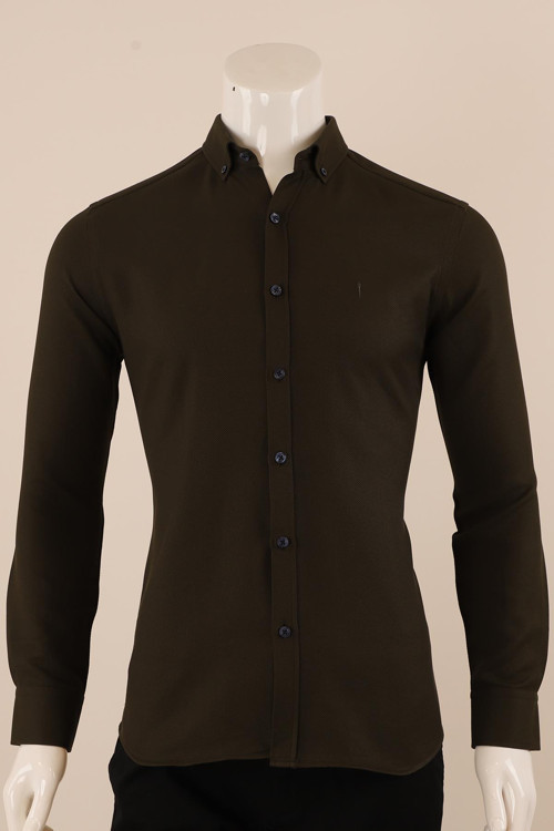 Uzun Kol Slim Fit Desenli Gömlek