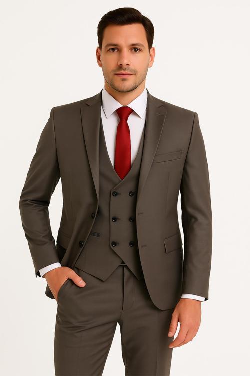 Yelekli Takım Elbise Slim Fit Erkek