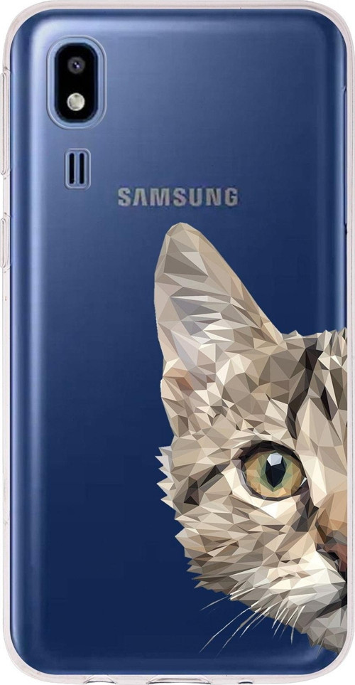 Samsung Galaxy A2 Core Uyumlu Kapak Catface Tasarımlı Şeffaf Silikon Kılıf