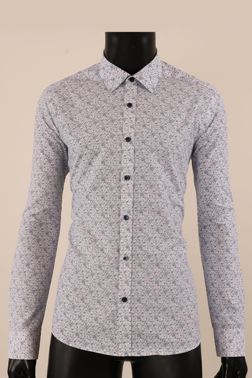 Uzun Kol Slim Fit Desenli Gömlek
