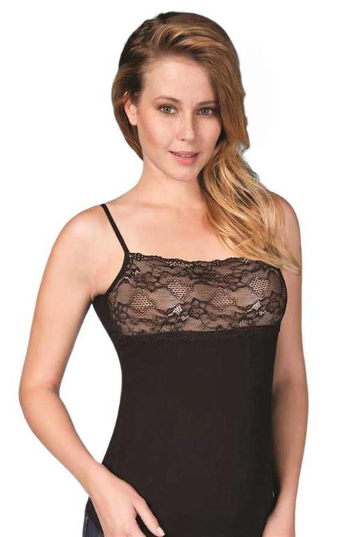 Kadın Ribana Geniş Dantelli İp Askılı Atlet Berrak-2118