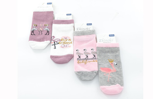 4 lü Darlene Flamingo Desenli Kız Çocuk Patik Çorap