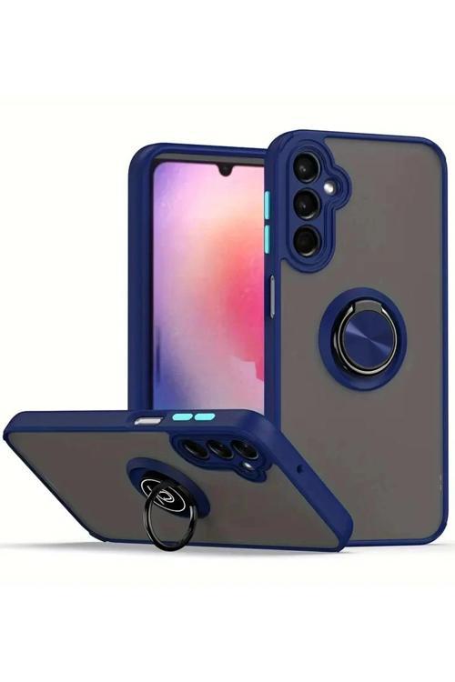 Samsung Galaxy A36 Kılıf Montreal Yüzüklü Silikon Kapak - Lacivert
