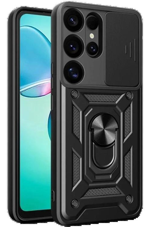 Samsung Galaxy S25 Ultra Kılıf Pars Lens Yüzüklü Silikon - Siyah