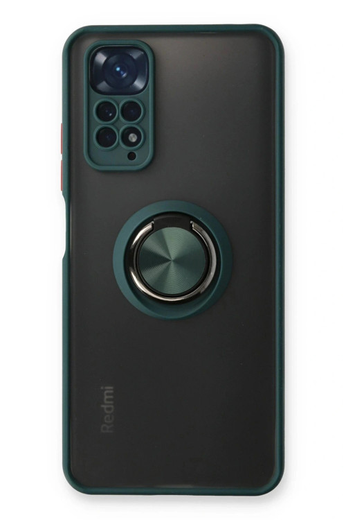 Xiaomi Redmi Note 11 Kılıf Montreal Yüzüklü Silikon Kapak - Yeşil
