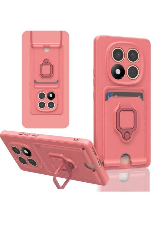 Xiaomi Redmi Note 14 Pro 5G Kılıf Zuma Kartvizitli Yüzüklü Silikon - Pembe