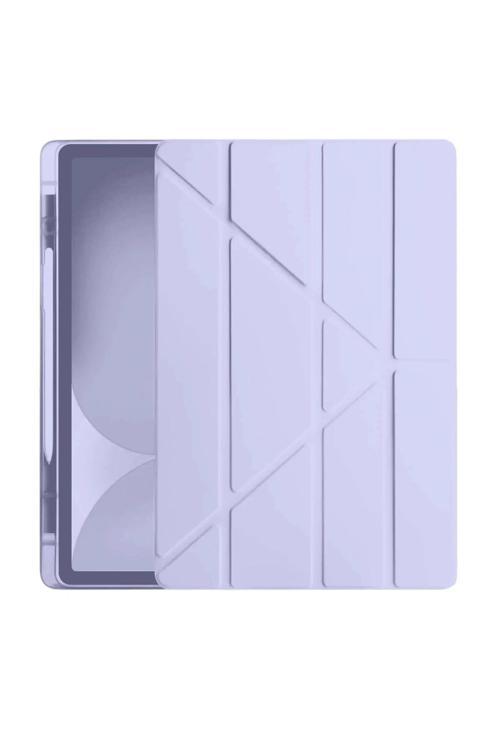 iPad Pro 11 (2024) Kılıf Kalemlikli Hugo Tablet Kılıfı - Lila