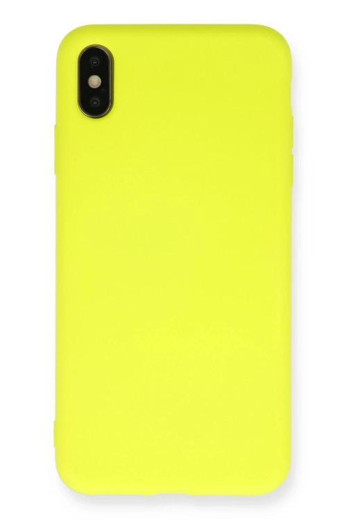 iPhone X Kılıf Nano içi Kadife Silikon - Sarı