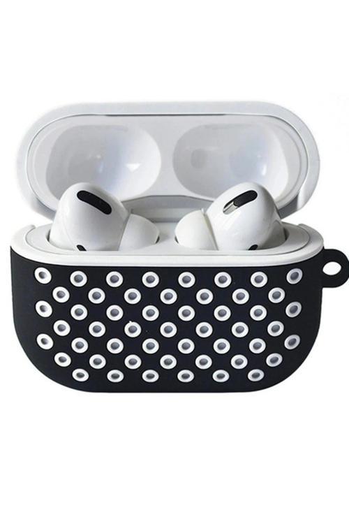 Airpods Pro 2 (2.nesil) Spor Delikli Kılıf - Siyah-Beyaz