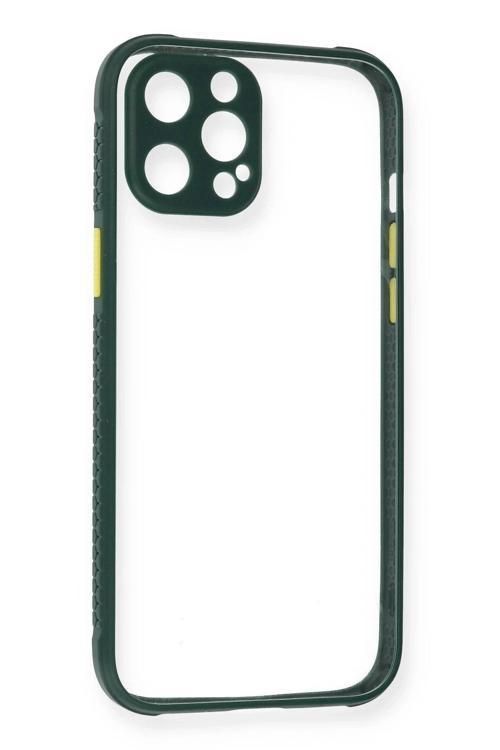 iPhone 12 Pro Kılıf Miami Şeffaf Silikon - Koyu Yeşil