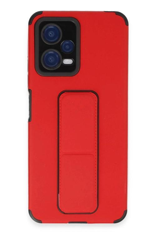 Xiaomi Poco X5 5G Kılıf Mega Standlı Silikon - Kırmızı