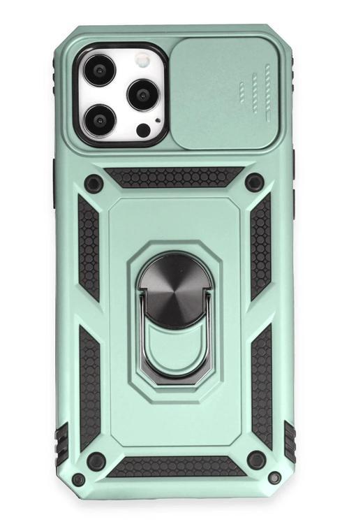 iPhone 12 Pro Max Kılıf Pars Lens Yüzüklü Silikon - Yeşil