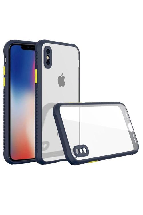 iPhone XS Max Kılıf Miami Şeffaf Silikon - Lacivert