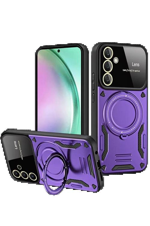 Samsung Galaxy S24 FE Kılıf Joy Lens Standlı Kapak - Mor