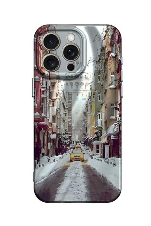 iPhone 14 Pro Max Kılıf Crew Desenli Kapak - Galata Kulesi