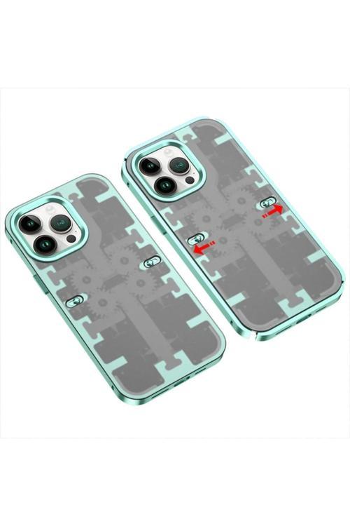 iPhone 13 Pro Max Kılıf Mekanik Bumper Kapak - Yeşil