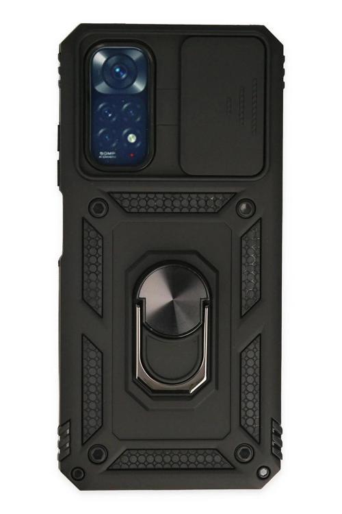 Xiaomi Redmi Note 11 Kılıf Pars Lens Yüzüklü Silikon - Siyah