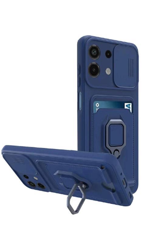 Xiaomi Redmi Note 13 4G Kılıf Zuma Kartvizitli Yüzüklü Silikon - Lacivert