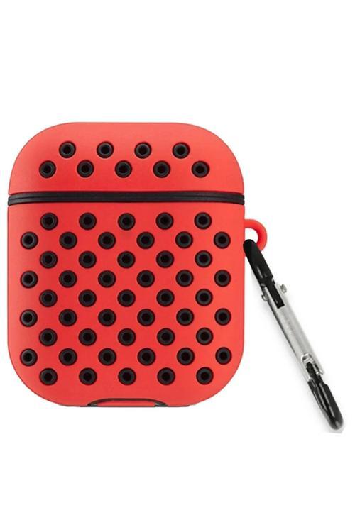 Airpods 2 (2.nesil) Spor Delikli Kılıf - Kırmızı-Siyah