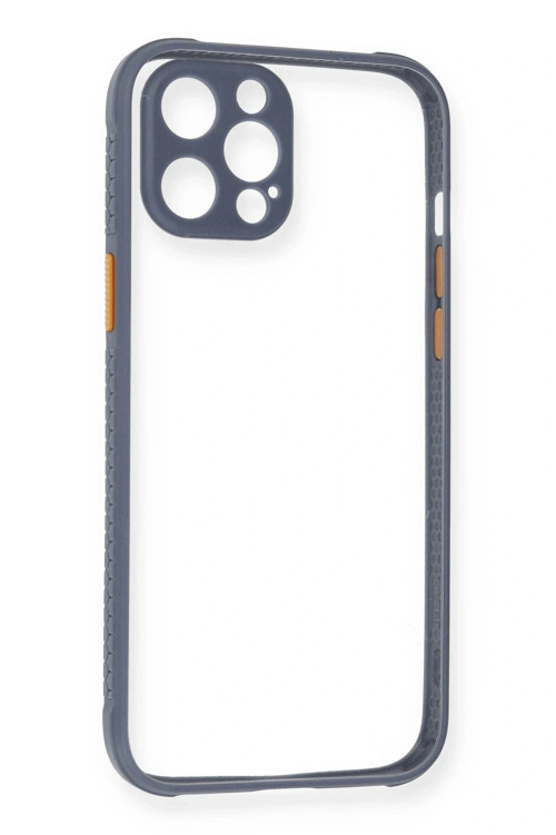 iPhone 12 Pro Kılıf Miami Şeffaf Silikon - Gri