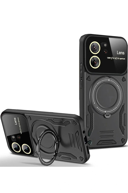 Xiaomi Mi 13T Pro Kılıf Joy Lens Standlı Kapak - Siyah