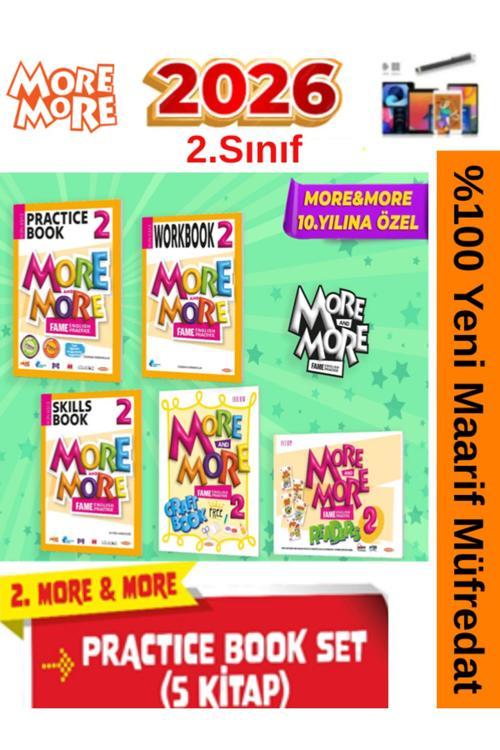 More&More 2 2026 %100 Yeni Müfredat 2.Sınıf Practice Book Seti(5Kitap)+Androrid Kalem