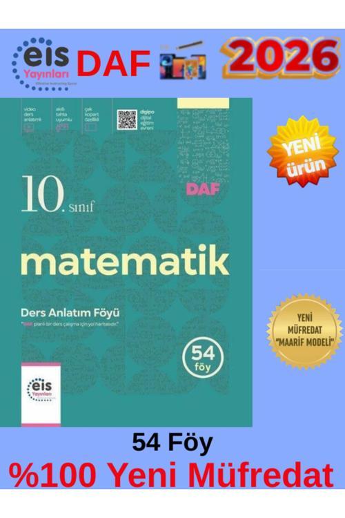 Eis Yayınları 2026 Daf 10.Sınıf Matematik Ders Anlatım Föyü(Konu Anlatım)+Android Kalem