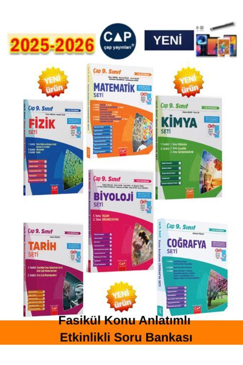 9.Sınıf Mat-Fizik-Kimya-Biy-Tarih-Coğ %100 Yeni Müfredat Konu Anlatımlı Fasikül(7Kitap)+Kalem