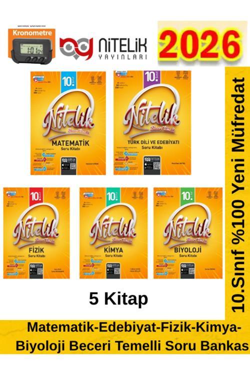 Nitelik 2026 10.Sınıf Matematik-T.Dili-Fizik-Kimya-Biyoloji 5 Kitap %100 Yeni Soru Bankası Seti