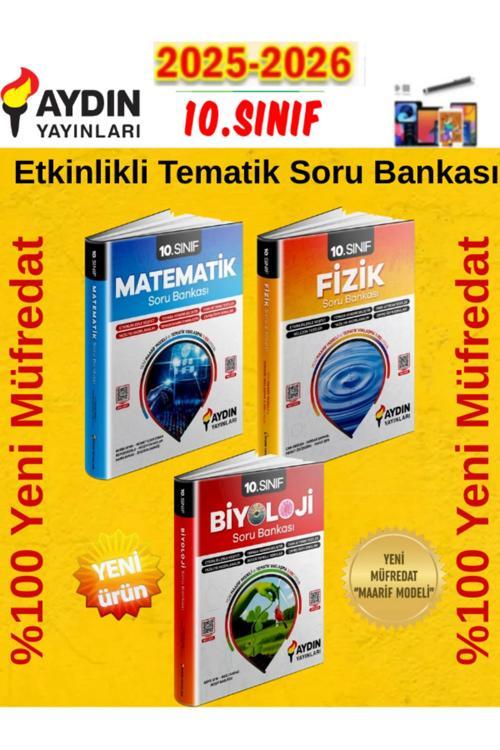 Aydın 2026 10.Sınıf Matematik-Fizik-Biyoloji %100 Yeni Etkinlikli Tematik Soru Bankası+Kalem