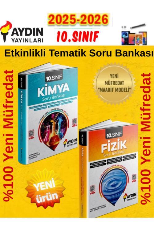Aydın Yayınları 2026 10.Sınıf Fizik-Kimya%100 Yeni Müfredat Etkinlikli Tematik Soru Bankası+Kalem