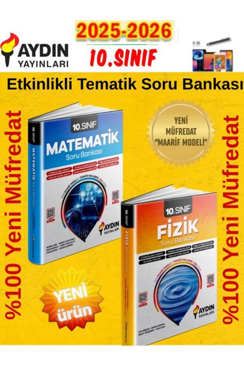 Aydın Yayınları 2026 10.Sınıf Matematik-Fizik %100 Yeni Etkinlikli Tematik Soru Bankası+Kalem