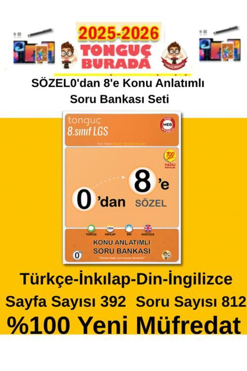 2025-2026 0'Dan 8'E Konu Anlatımlı Soru Bankası (Sözel)+Akıllı Tahta Kalemi