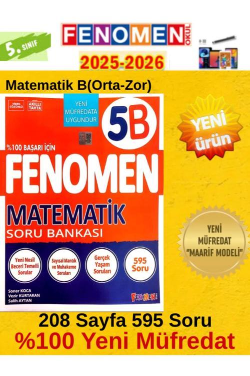2025-2026 5.Sınıf Matematik Fenomen B (Orta-Zor)595 Soru Bankası+Tablet Kalemi