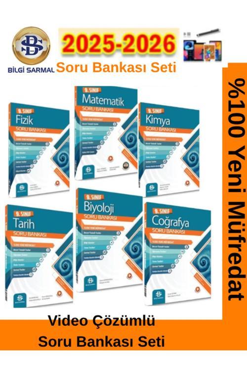 Bilgi Sarmal 2025-2026 Müfredat 9.Sınıf (M-F-K-B-T-C) (6Kitap)%100 Yeni Müfredat Soru Bankası
