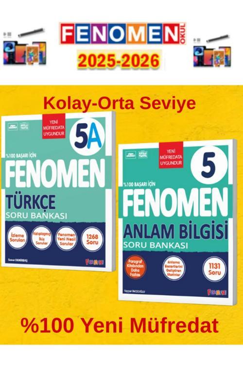 5.Sınıf Türkçe A-Anlam Bilgisi Fenomen Soru Bankası Seti%100 Yeni Müfredat+Kalem(2 Kitap)