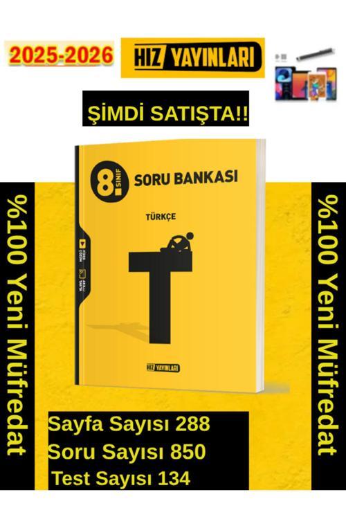 Hız Yayınları 2026 8.Sınıf Türkçe %100 Yeni Marif Müfredat Video Çöz. Soru Bankası+Android Kalem