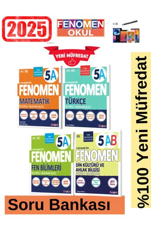 2025 5.Sınıf Matematik(A)-Türkçe(A)-Fen(A)-Din(Ab) Kolay %100 Yeni Soru Bankası Seti+Kalem